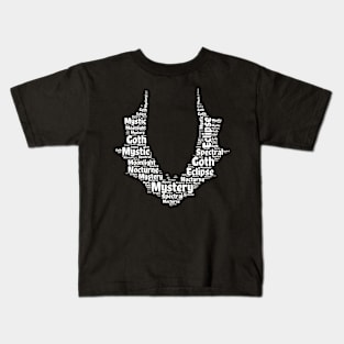 Nocturnal Mystery: A Goth-Inspired Word Art Tee Kids T-Shirt